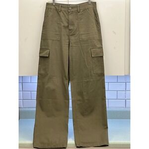 Reveriee Olive Green Wide Leg Cargo Pants High Waisted Utility Pants M